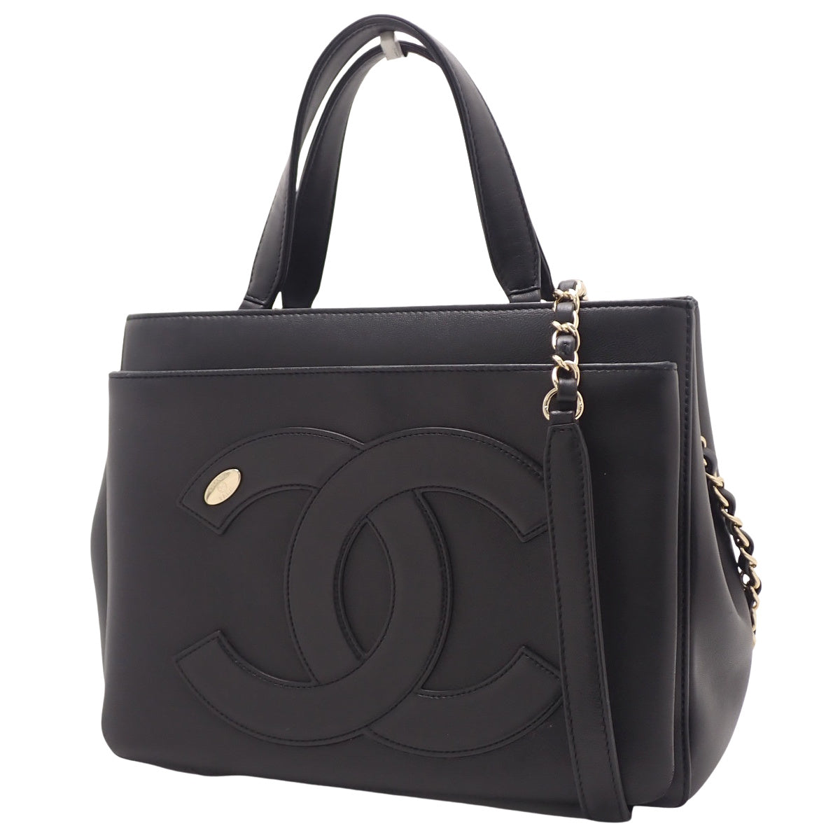 Coco Mark 羊皮双肩链条包，黑色 AS0326