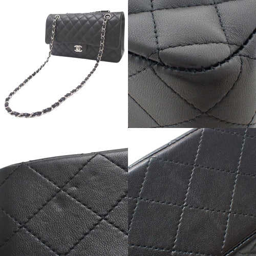 Matelasse Coco Mark Double Flap Chain Shoulder Bag Leather