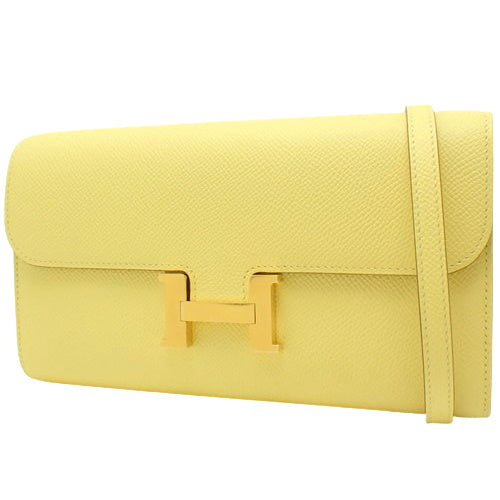 コンスタンス ロング トゥーゴー ジョーヌプッサン ヴォーエプソン ゴールド金具 Z刻印 2WAY ロングウォレット ショルダー クラッチ