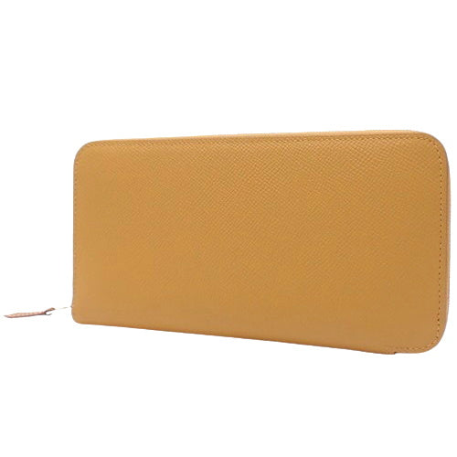 Azap 长款丝绸 Epsom 皮革手拿包，镀钯金属配件，芝麻色 W 印章