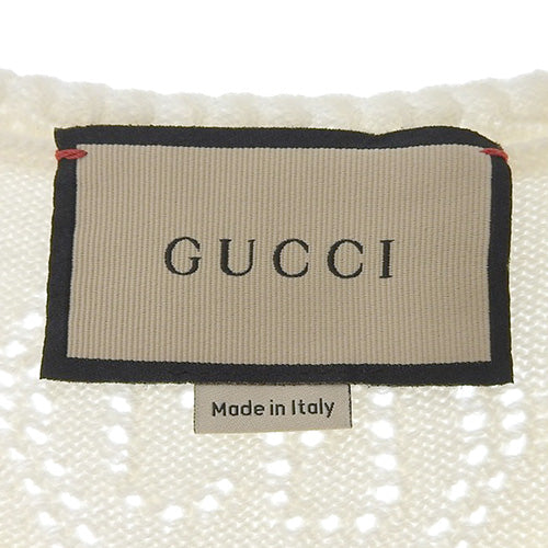 GG logo openwork knit short sleeve sweater, size S