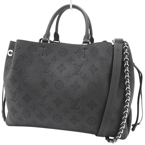 Monogram Mahina Bella 手提包，采用 Mahina 皮革制成，Noir Obscur（M59200）