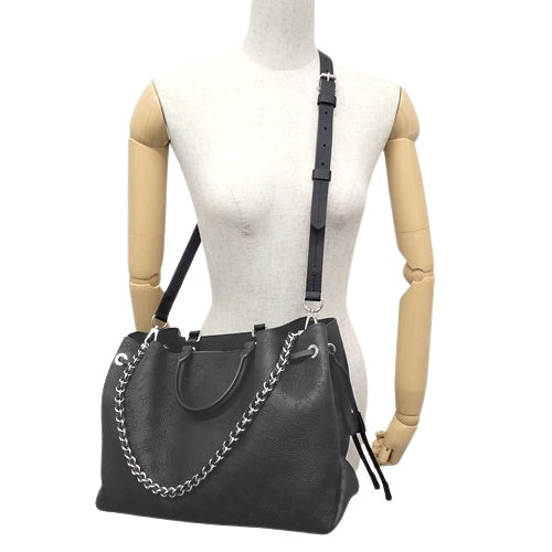 Monogram Mahina Bella Tote in Mahina Leather, Noir Obscur (M59200)