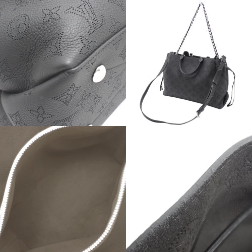 Monogram Mahina Bella 手提包，采用 Mahina 皮革制成，Noir Obscur（M59200）