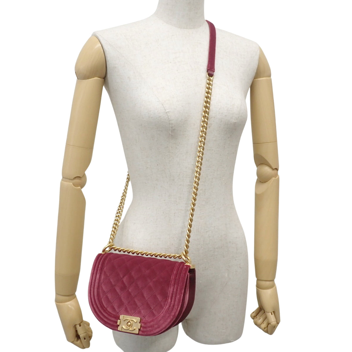 Boy Chanel Small Chain Shoulder Bag, Velvet, Pink, AS3350