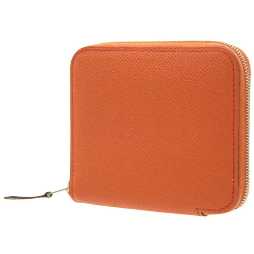 Azap Silkin Compact Tail Bateau Epsom Leather Mini Wallet with Palladium and Silver Hardware, Z Stamp, Zip-Around Closure