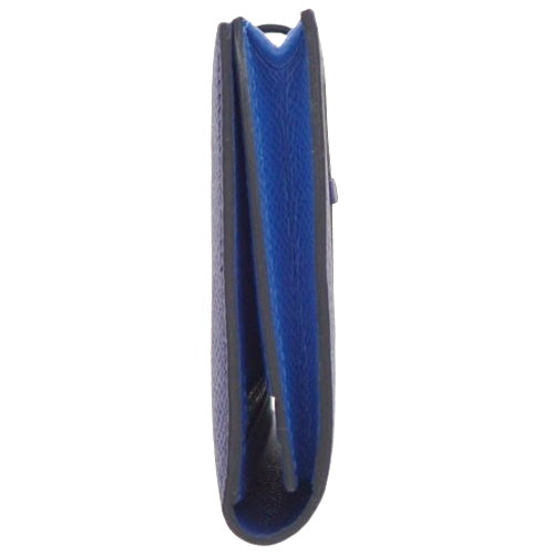 Bearn soufflet bifold long wallet in Epsom leather with palladium hardware, blue ankle/blue zellige, D stamp