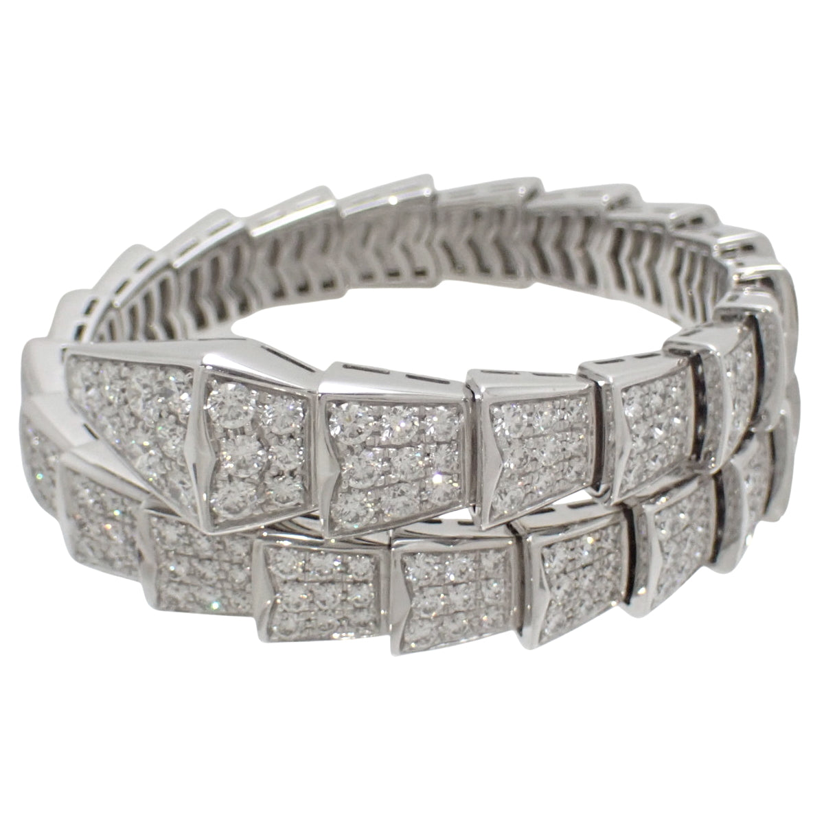 Viper Bracelet with Diamonds, 18K White Gold, WG, Accessory, Jewelry, Bangle, Snake, Pavé