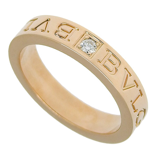 B.zero1 Double Logo Ring with Diamonds in 18K Pink Gold and PG