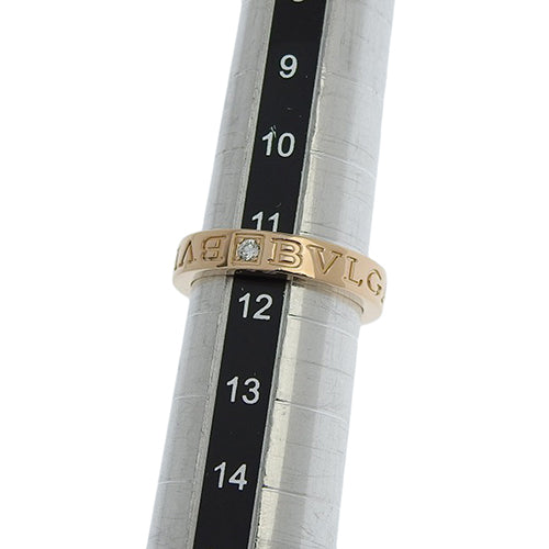 B.zero1 Double Logo Ring with Diamonds in 18K Pink Gold and PG