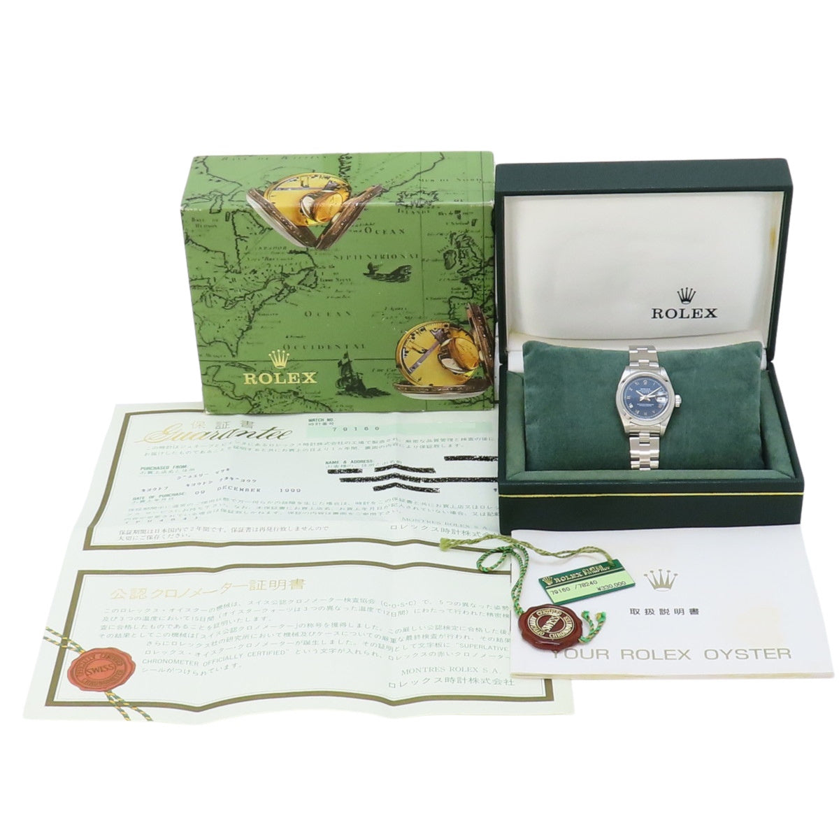 [Warranty included] 79160 Oyster Perpetual Date Stainless Steel A Series (1998-1999) Automatic Navy