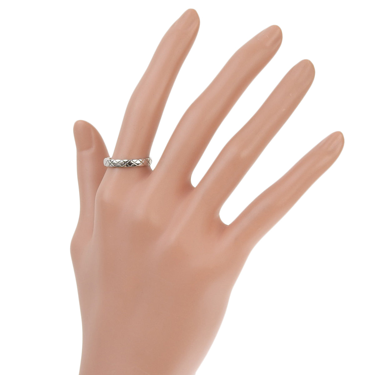 可可碎钻戒指 K18 白金 WG