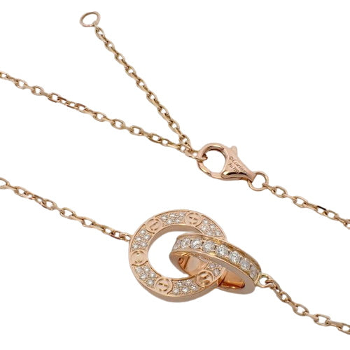 LOVE ネックレス パヴェ ダイヤモンド K18 ピンクゴールド PG ラブサークルネックレス