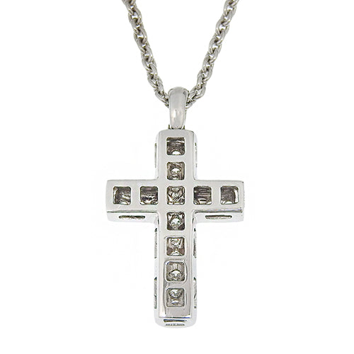 Latin Cross Necklace with Diamonds in 18K White Gold and WG