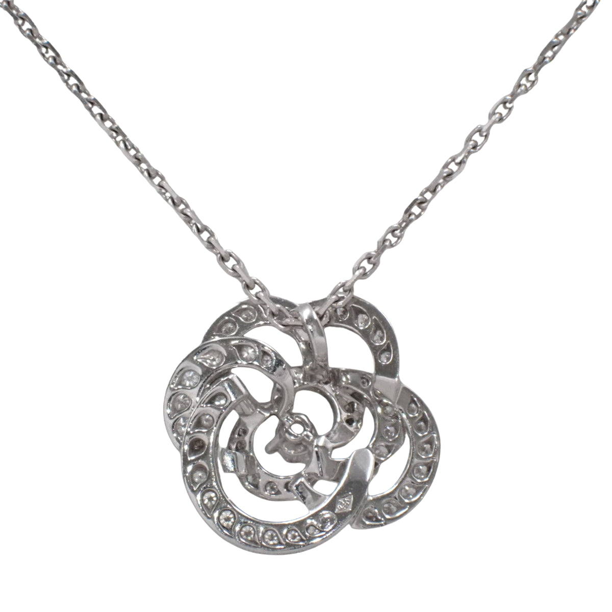 山茶花系列项链，中号款，钻石，18K 白金，白金