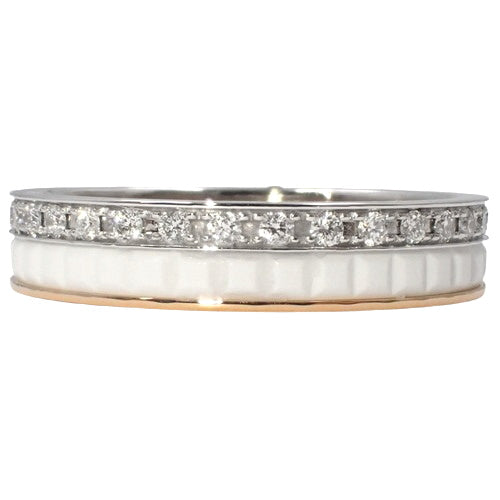 Quatre Classic Diamond Half Ring in PG, WG and White Ceramic
