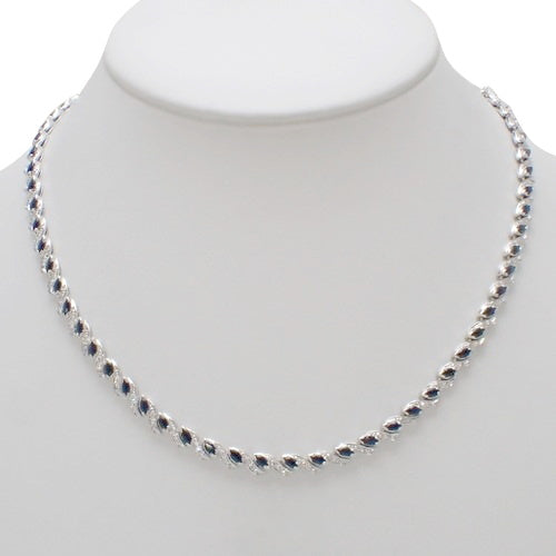 サファイア ダイヤ ネックレス S8.0/D0.82 K18 WG