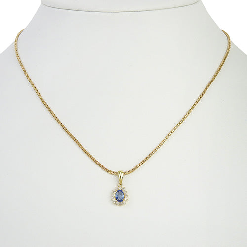 サファイア ダイヤモンド ネックレス S0.61/D0.17 K18 イエローゴールド YG