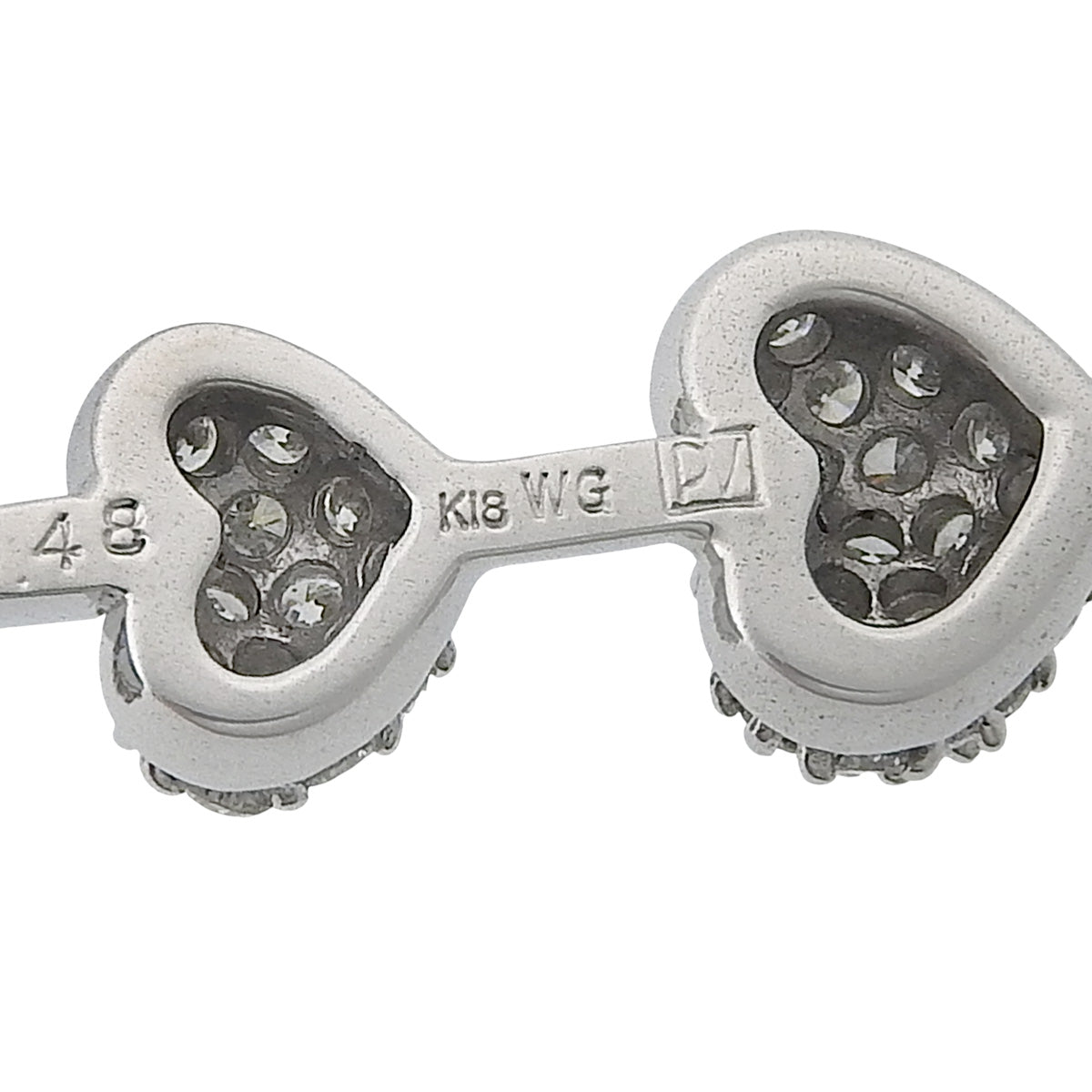 三排心形钻石项链，镶有 0.48 颗钻石，18K 白金，WG，以及 Pt850 铂金