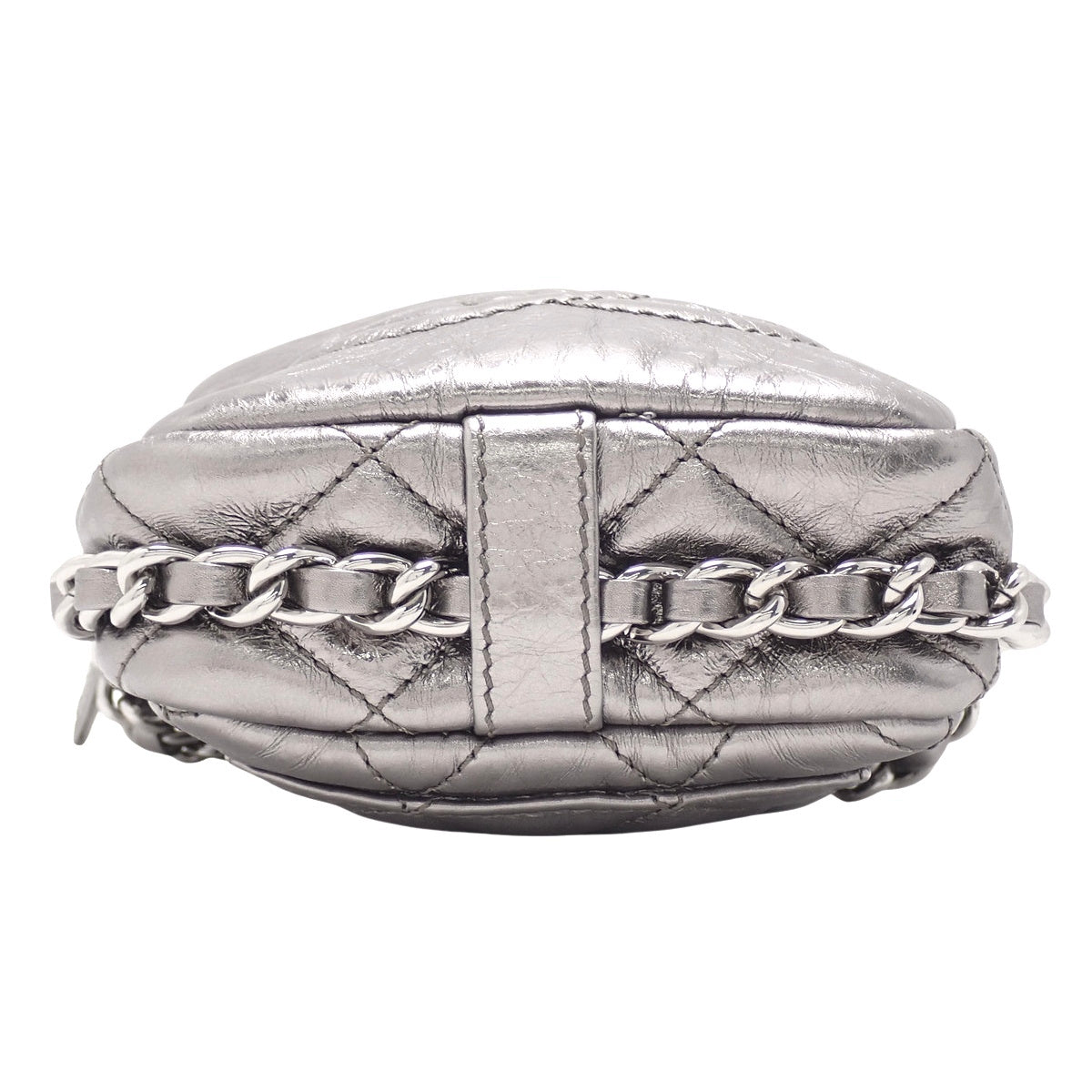 Matelasse Coco Mark Chain Shoulder Bag, Leather, Silver