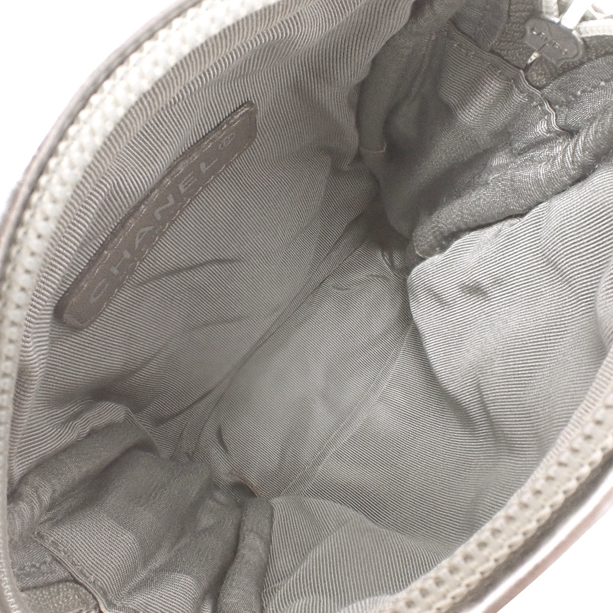 Matelasse Coco标志链条单肩包，皮革，银色