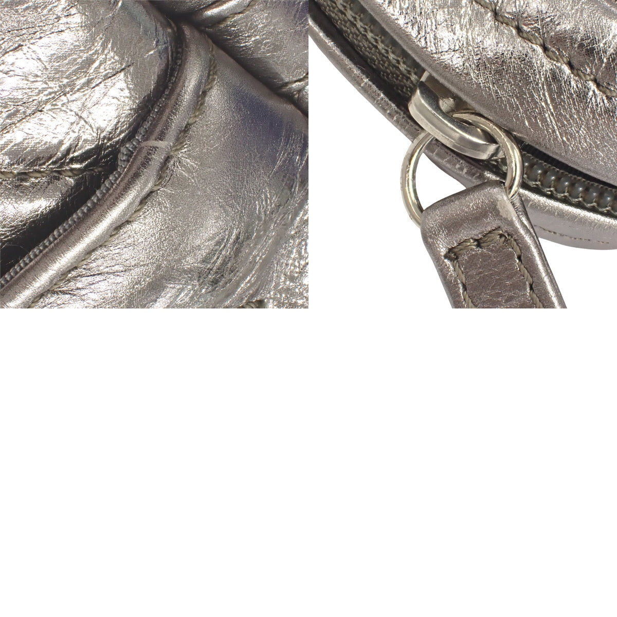 Matelasse Coco Mark Chain Shoulder Bag, Leather, Silver