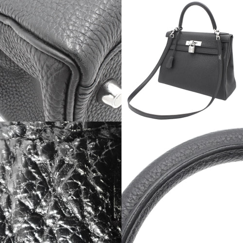 Kelly 28（内缝线）两用单肩包，Togo 皮革，钯金金属配件，X 印章