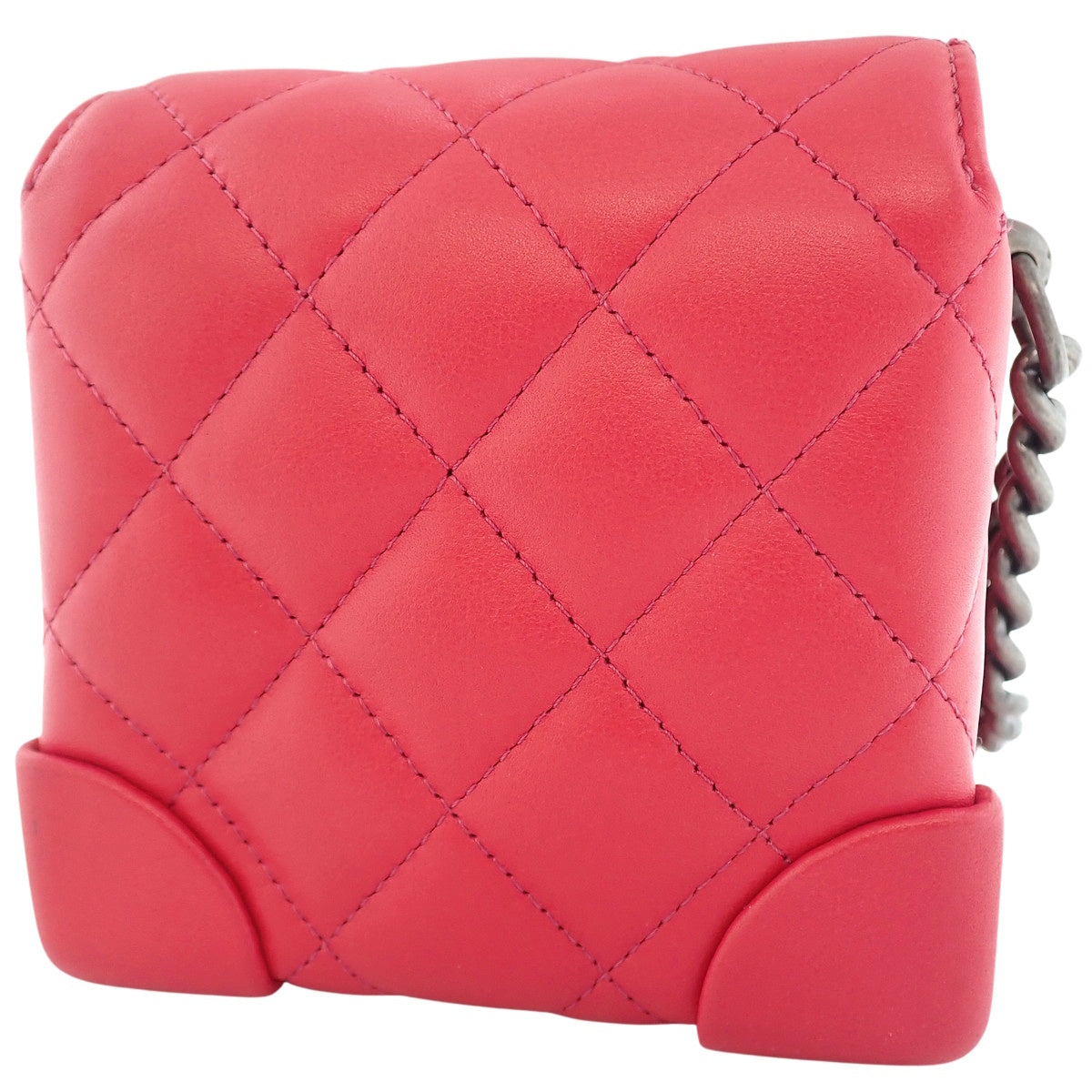 Matelasse Coco Mark Mini Vanity Bag, Lambskin, Red