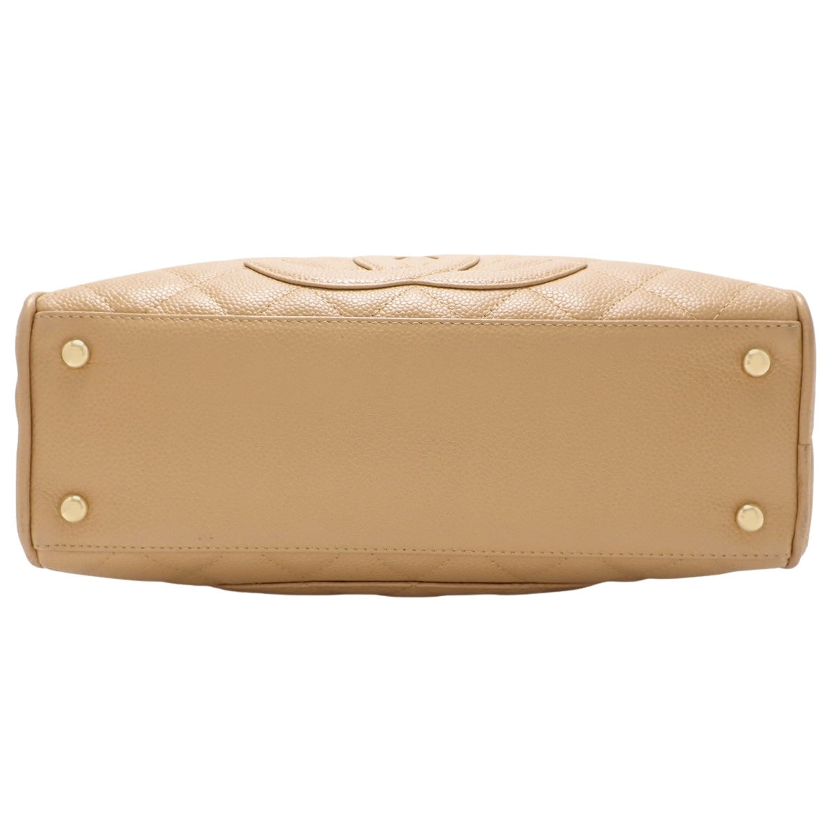 Matelasse Mini Boston Bag, Caviar Skin, Beige