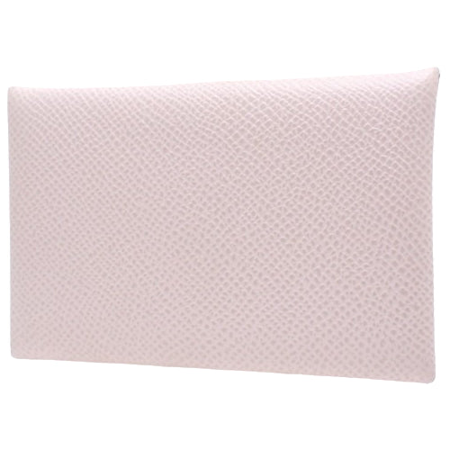 Calvi Mauve Pale Epsom Leather Wallet with Palladium and Silver Hardware, U Stamp, Business Card Holder, Bifold