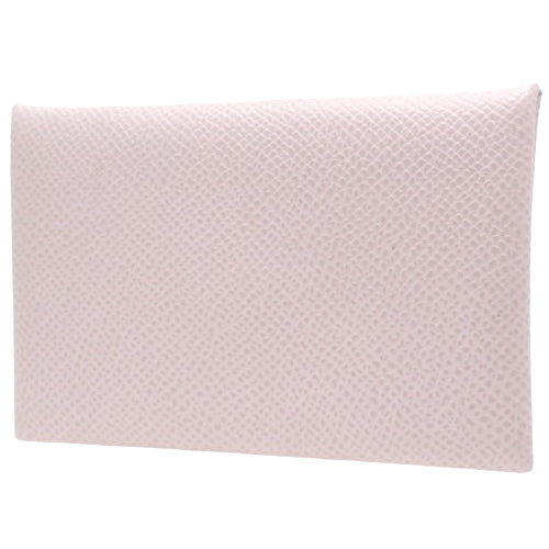 Calvi Mauve Pale Epsom Leather Wallet with Palladium and Silver Hardware, U Stamp, Business Card Holder, Bifold