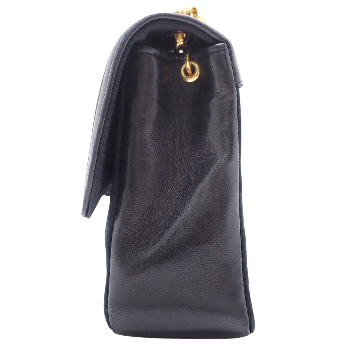 Matelasse Coco Mark Chain Shoulder Bag, Satin Lambskin, Black