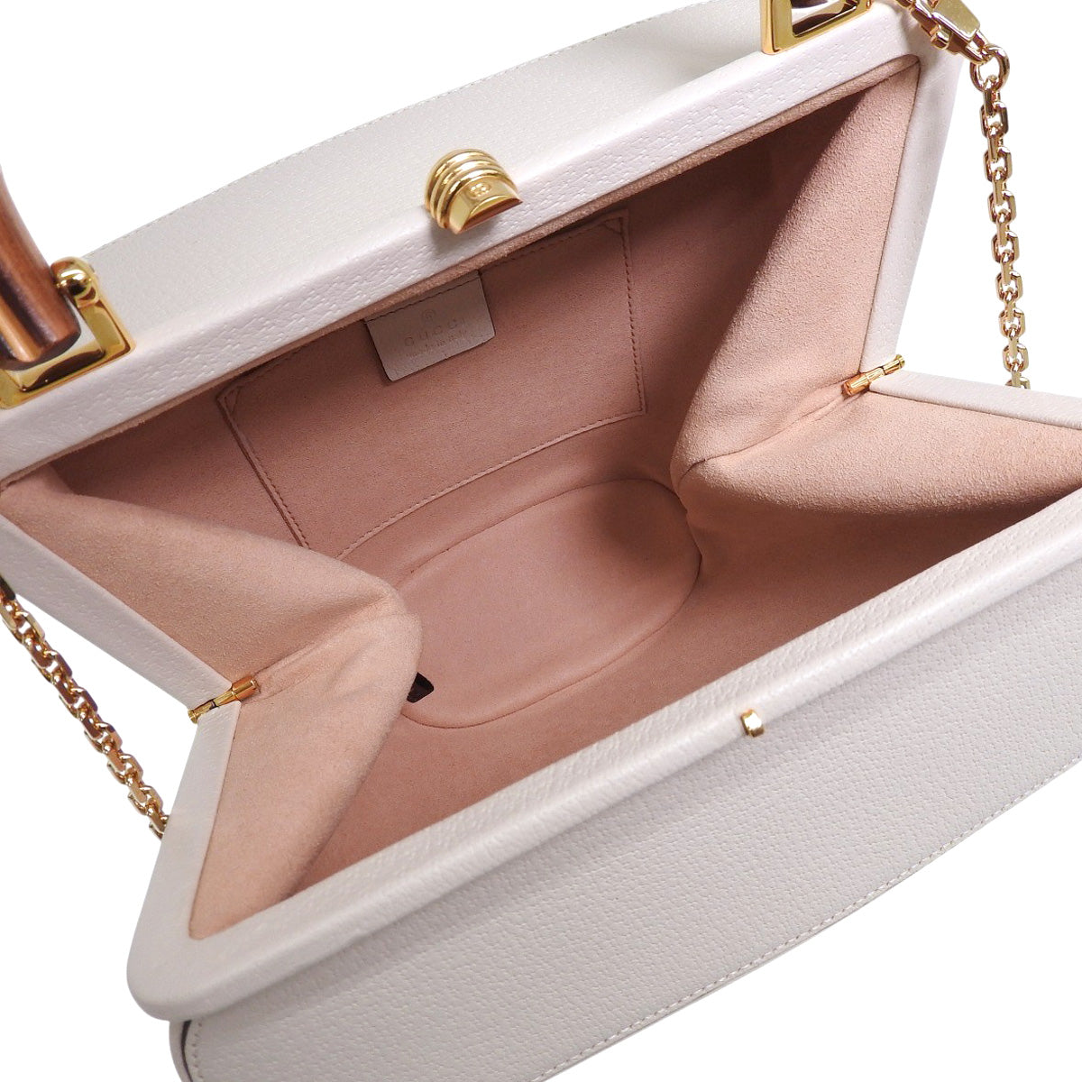 Bamboo 1947 水桶包，米白色皮革，616437，日本限定款，GG 互扣标志