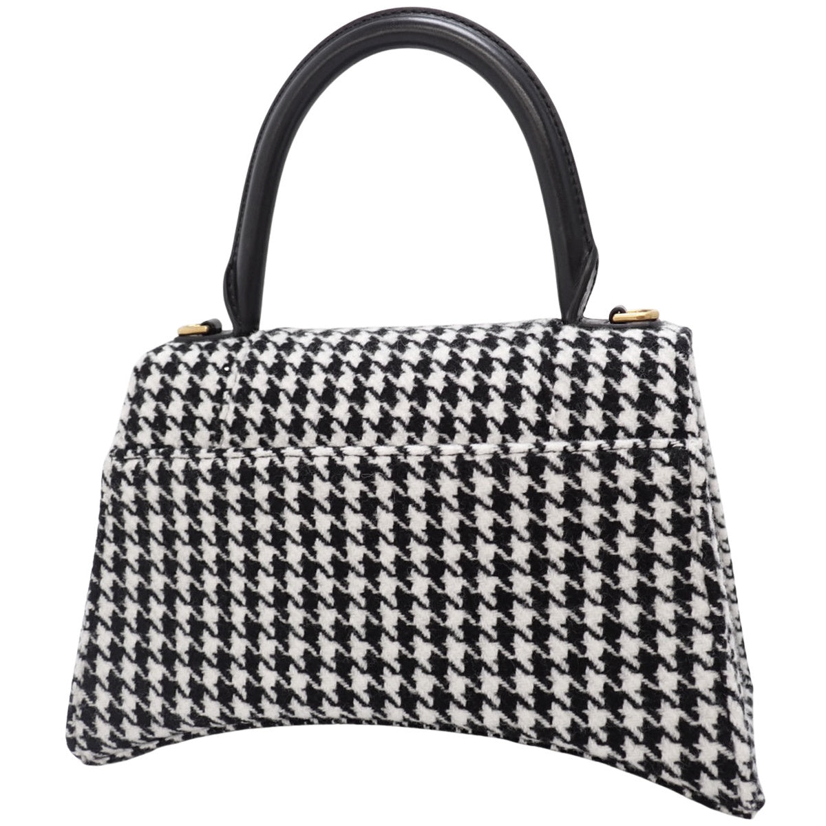アワーグラス トップハンドル バッグ ツイード レザー ブラック ホワイト