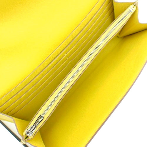 Constance Long To-Go 两用长款钱包单肩包，Evercolor 钯金金属配件，青柠色，B 字样