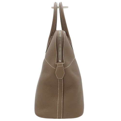 Bolide 31 Taurillon Clemence 皮革表带，钯金配件，Etoupe/Etoupe，X 印章