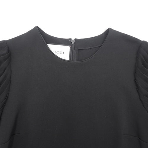 褶袖连衣裙，中号，服饰，珍珠纽扣