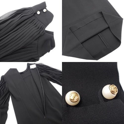 褶袖连衣裙，中号，服饰，珍珠纽扣