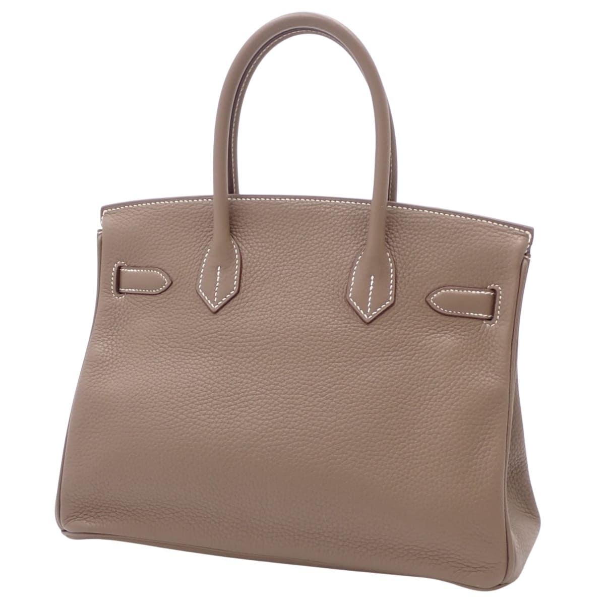 Birkin 30, Taurillon Clemence leather, palladium hardware, Etoupe/Etoupe, T stamp