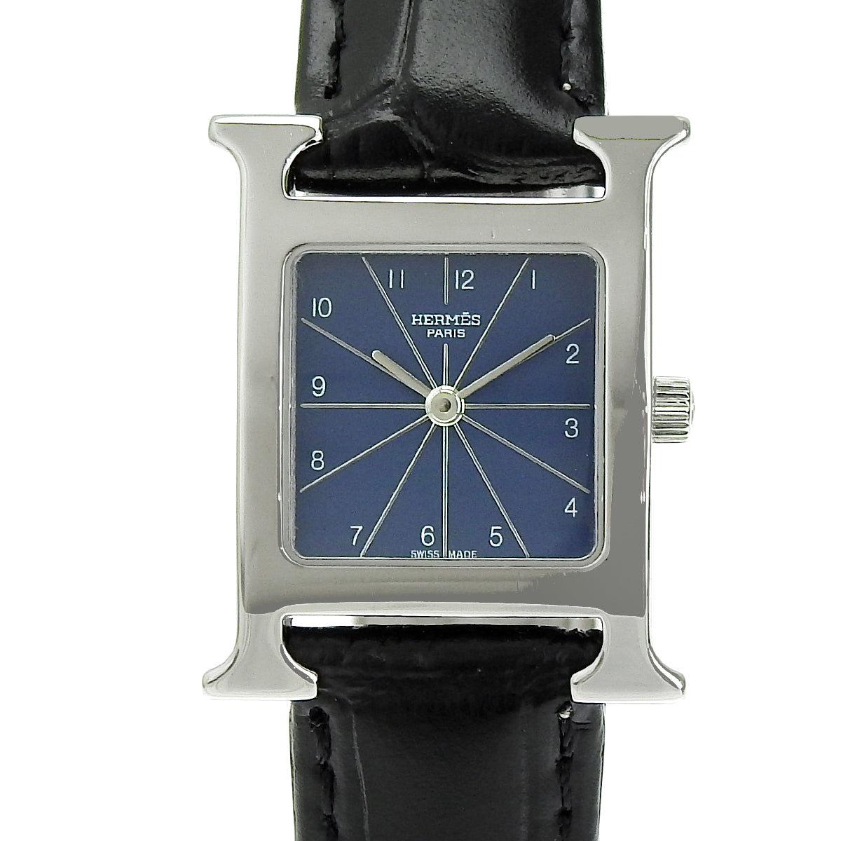 HH1.210 Ｈウォッチ SS×革 クオーツ ネイビー