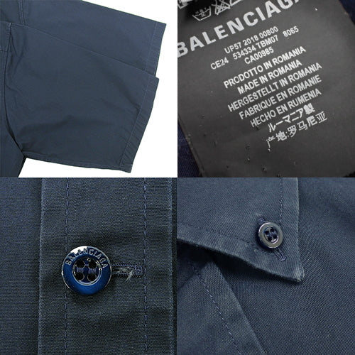 背面徽标印花衬衫，2018 年，37 码，短袖，纽扣领