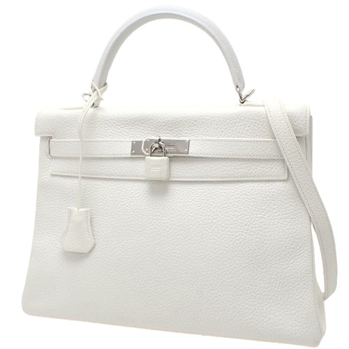 Kelly 32 (inner stitching) Taurillon Clemence leather with palladium hardware and Q stamp