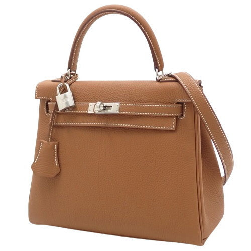 [新品] Kelly 25 (内缝) Togo 钯金五金 金色 K 印章