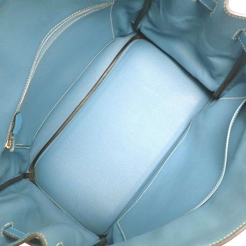 バーキン35 トリヨンクレマンス パラジウム金具 ブルージーン シルバー金具 □N刻印