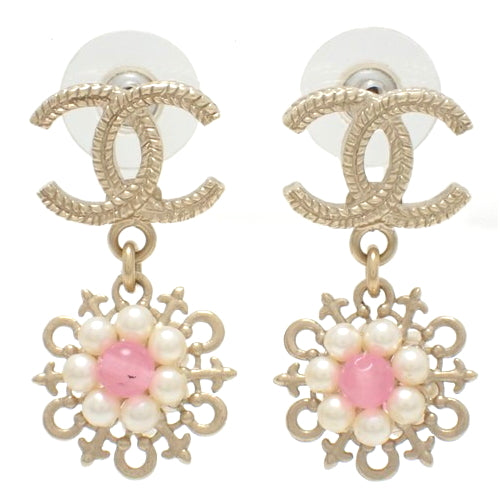 ココマーク スイング フラワー ピアス メタル(ＧＰ) フェイクパール アクセサリー ジュエリー 花