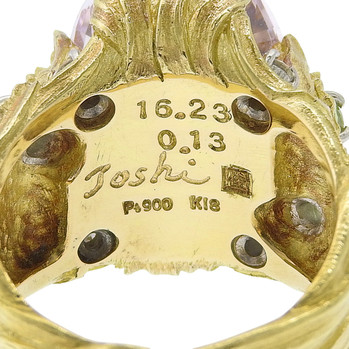 クンツァイト ダイヤ リング KZ16.23/D0.13 K18 イエローゴールド YG Pt900プラチナ