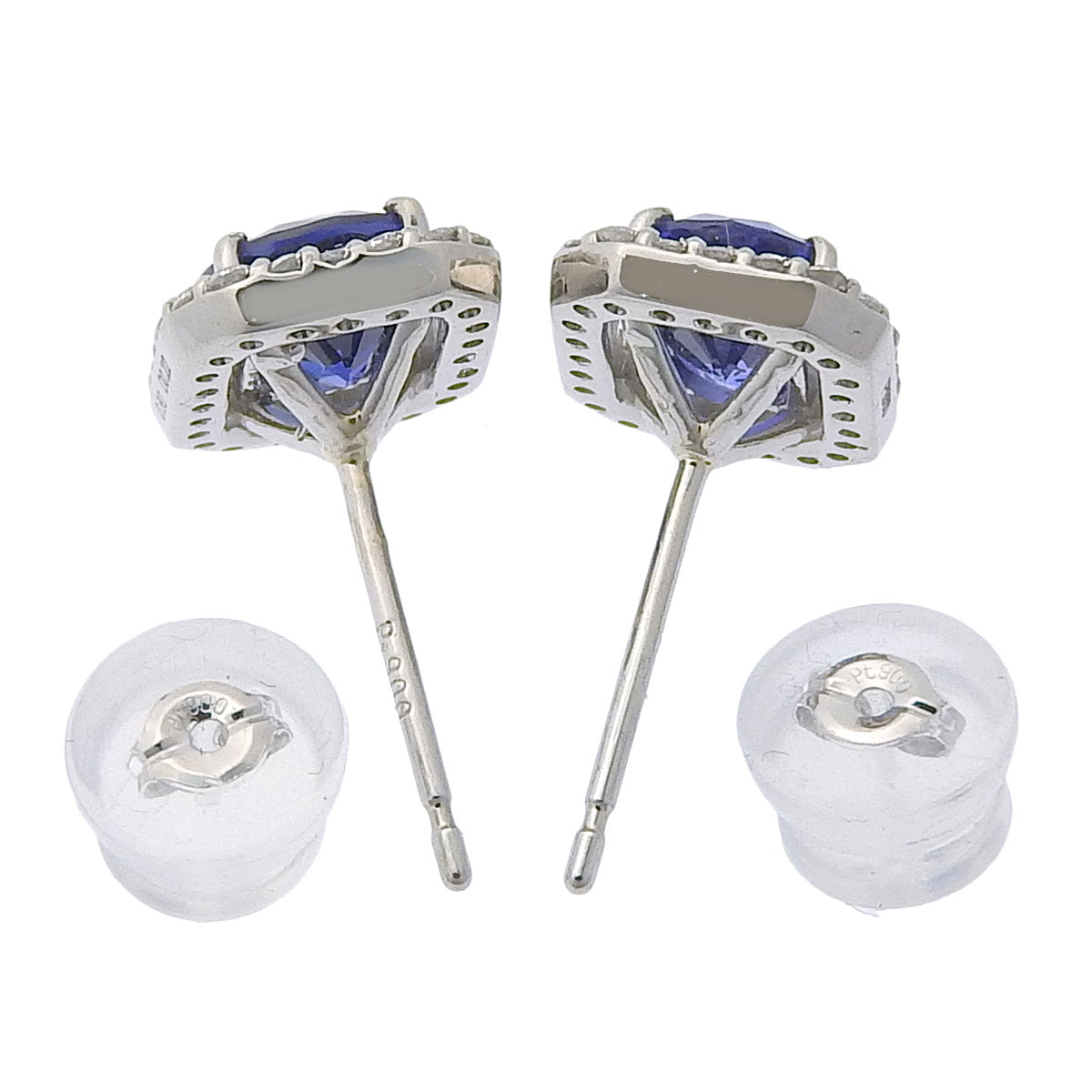Sapphire and Diamond Earrings S0.80,0.80/D0.22,0.22 Pt900 Platinum