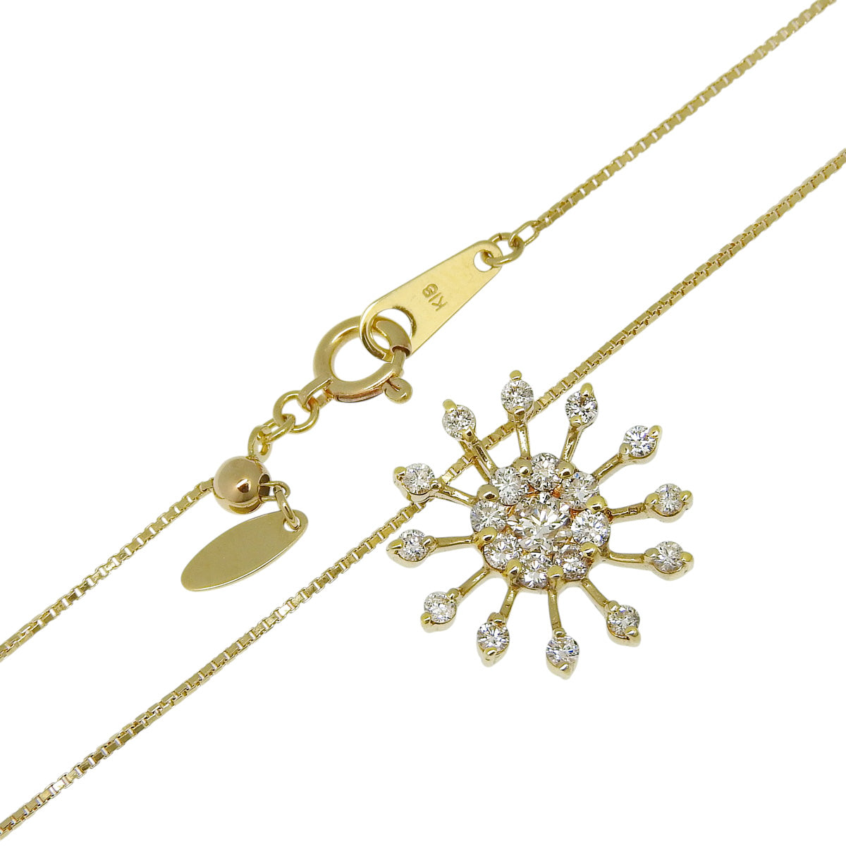 ダイヤモンド ネックレス D0.55 K18 イエローゴールド YG 花 フラワーモチーフ