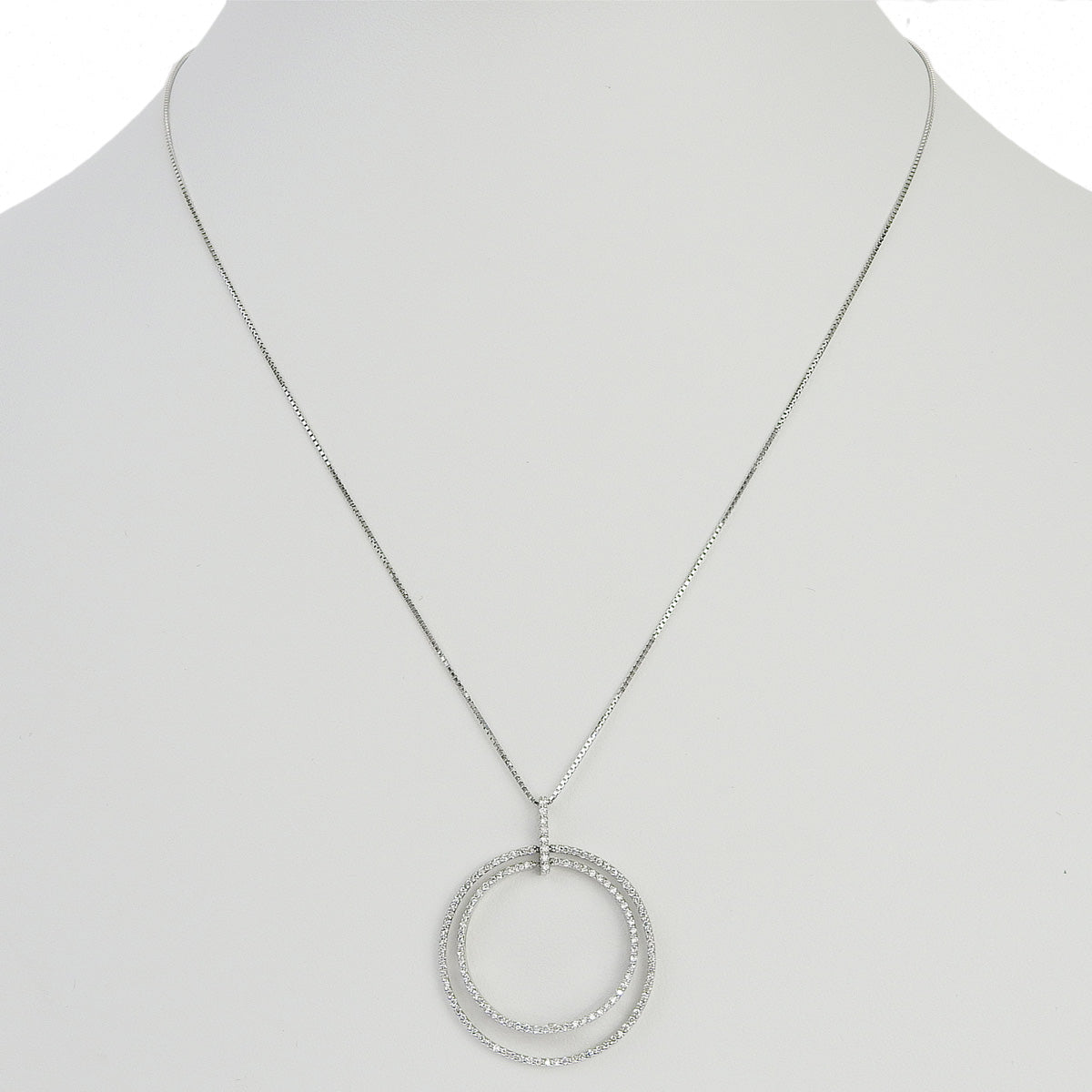 2連サークル ダイヤモンド ネックレス D0.50 K18 ホワイトゴールド WG