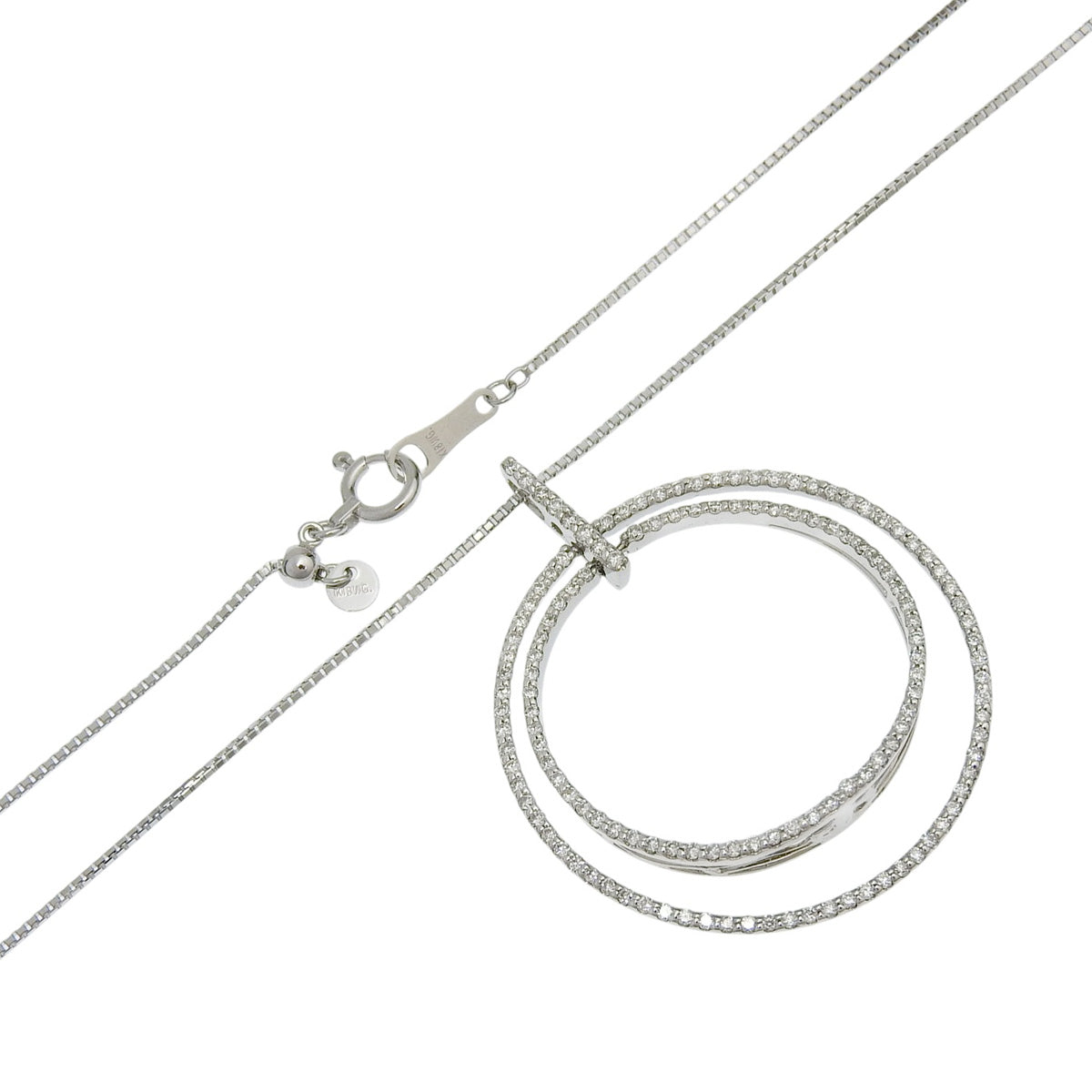 2連サークル ダイヤモンド ネックレス D0.50 K18 ホワイトゴールド WG